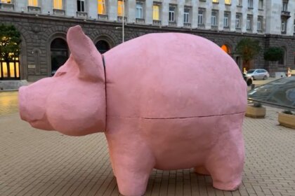 Розовото прасе от жълтите павета тръгва на турне, разкрива десетки дела срещу Борисов